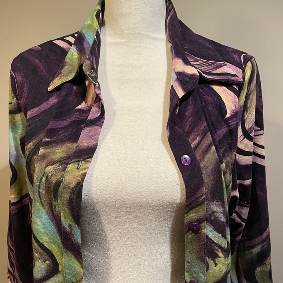 Lior Psychedelic Multicolored Swirl Button Down Shirt - Picture 4 of 7